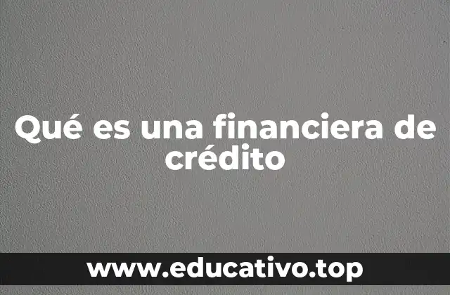 Qué es una financiera de crédito