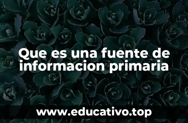 Que es una fuente de informacion primaria