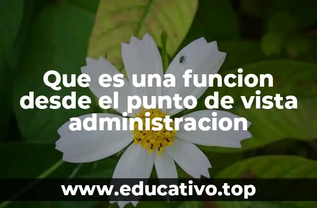 Que es una funcion desde el punto de vista administracion