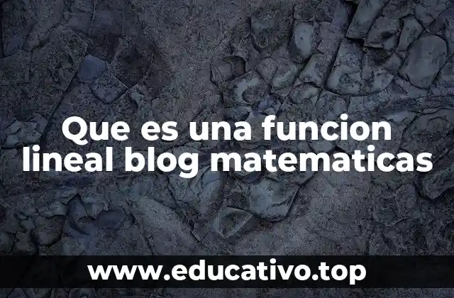Que es una funcion lineal blog matematicas