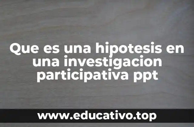 Que es una hipotesis en una investigacion participativa ppt