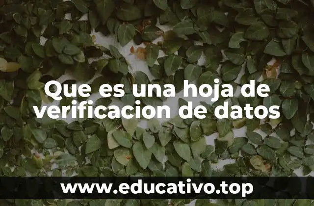 Que es una hoja de verificacion de datos