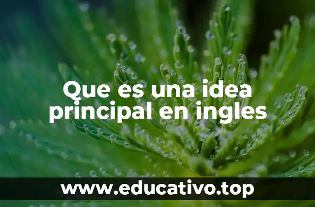Que es una idea principal en ingles
