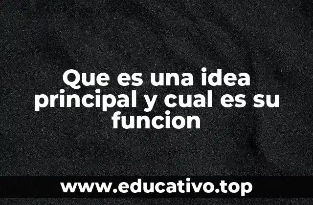 Que es una idea principal y cual es su funcion