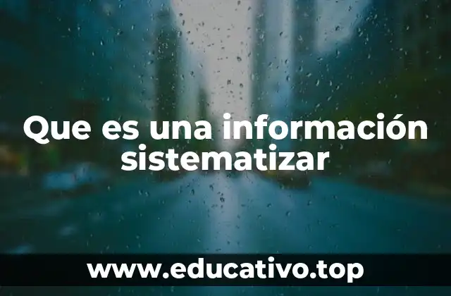 Que es una información sistematizar
