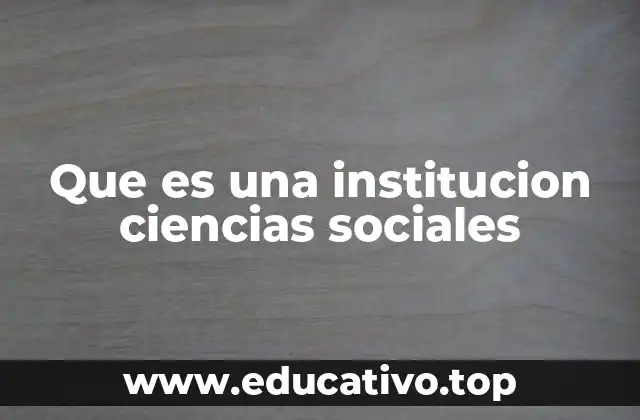 Que es una institucion ciencias sociales