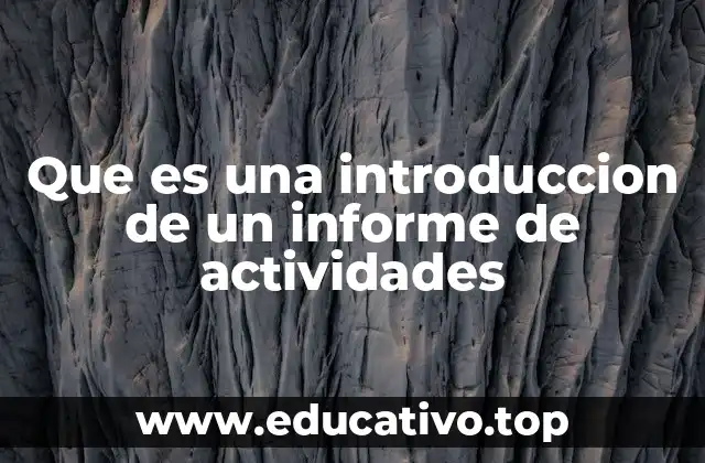 Que es una introduccion de un informe de actividades