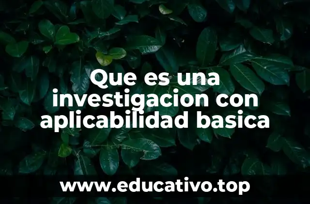 Que es una investigacion con aplicabilidad basica