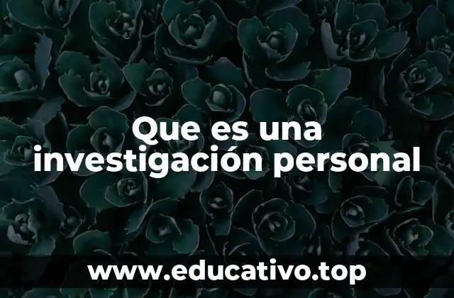 Que es una investigación personal