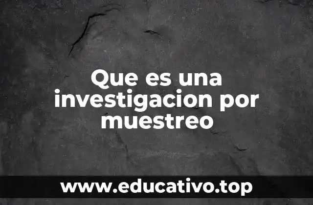Que es una investigacion por muestreo
