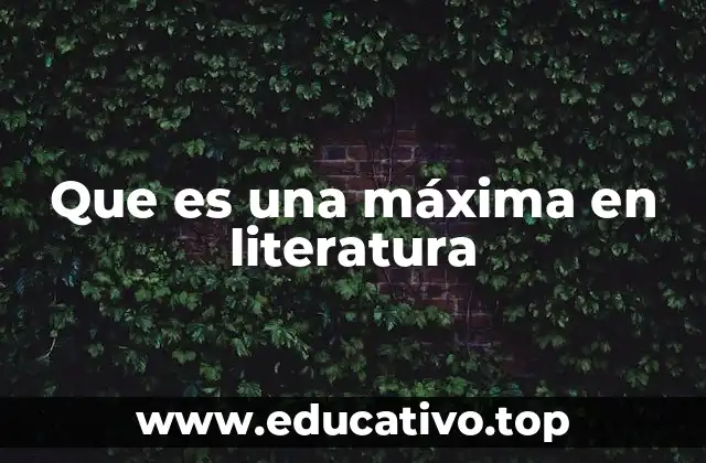 Que es una máxima en literatura