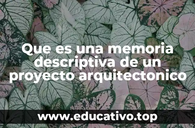 Que es una memoria descriptiva de un proyecto arquitectonico