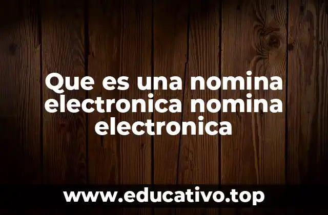 Que es una nomina electronica nomina electronica