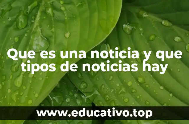 Que es una noticia y que tipos de noticias hay