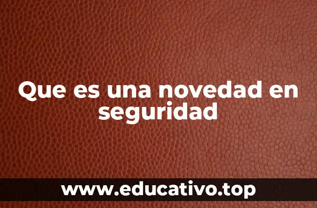 Que es una novedad en seguridad