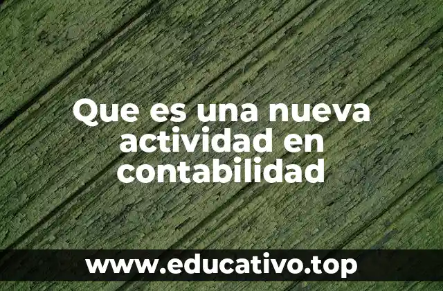 Que es una nueva actividad en contabilidad