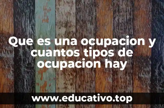 Que es una ocupacion y cuantos tipos de ocupacion hay