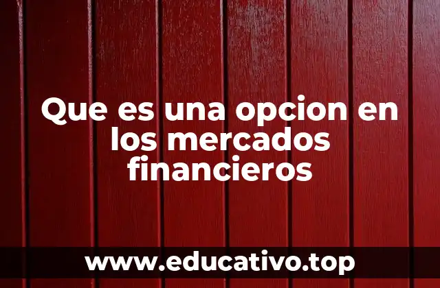 Que es una opcion en los mercados financieros