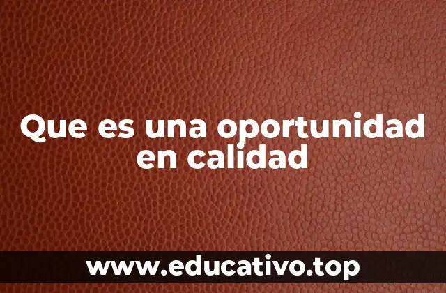 Que es una oportunidad en calidad