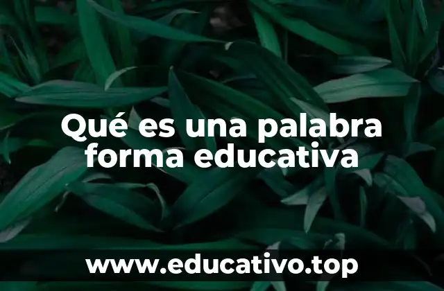 Qué es una palabra forma educativa