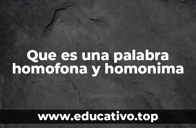 Que es una palabra homofona y homonima