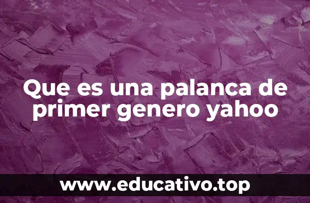 Que es una palanca de primer genero yahoo