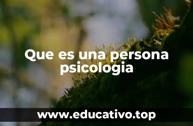 Que es una persona psicologia