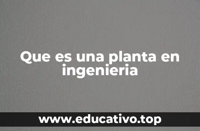 Que es una planta en ingenieria