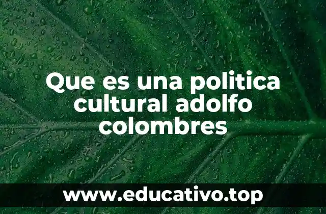 Que es una politica cultural adolfo colombres