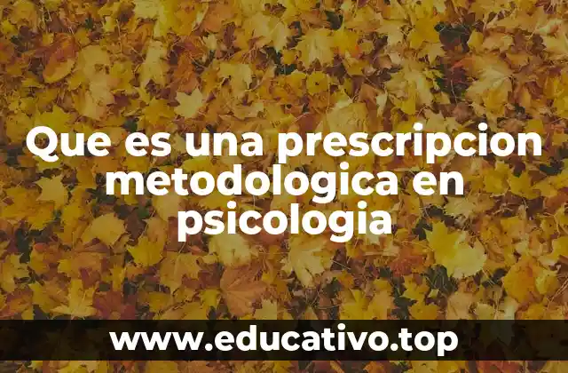 Que es una prescripcion metodologica en psicologia