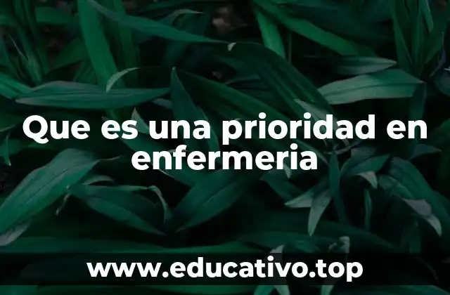 Que es una prioridad en enfermeria