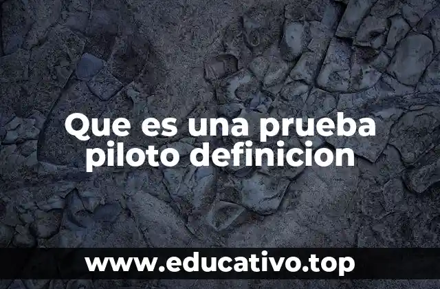Que es una prueba piloto definicion