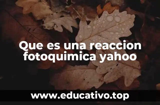 Que es una reaccion fotoquimica yahoo
