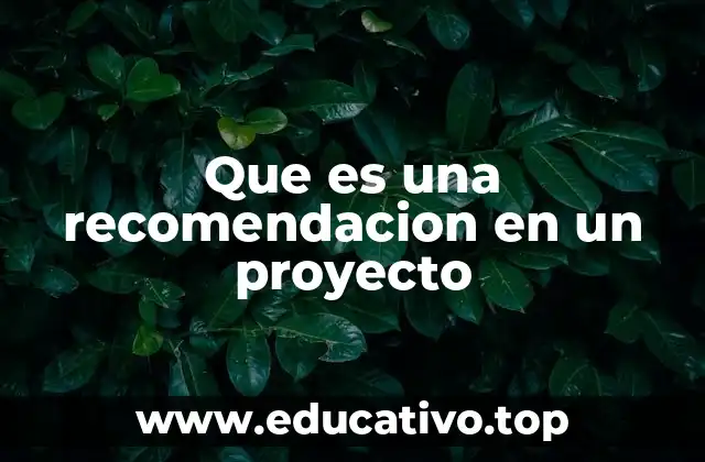 Que es una recomendacion en un proyecto