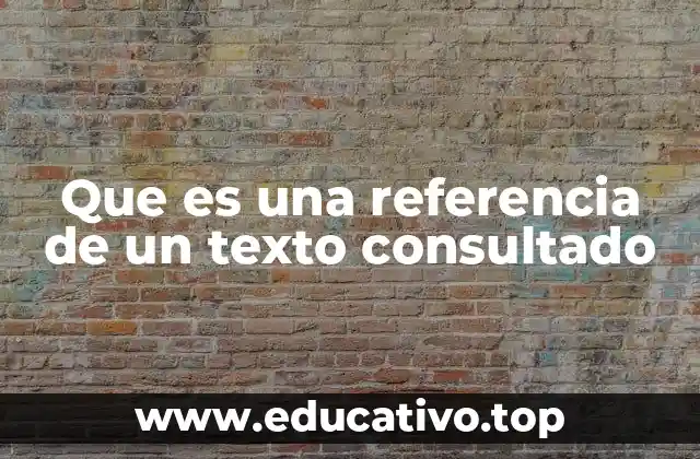 Que es una referencia de un texto consultado