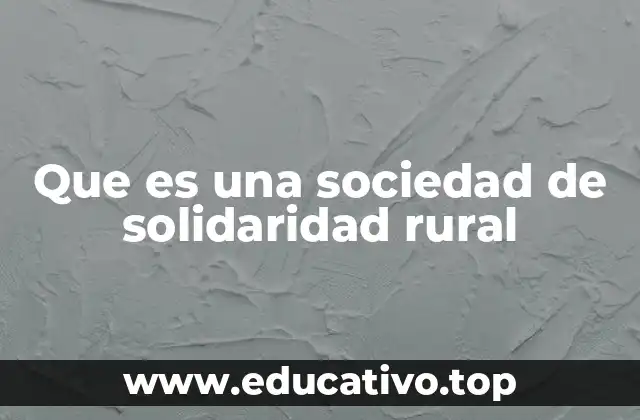 Que es una sociedad de solidaridad rural
