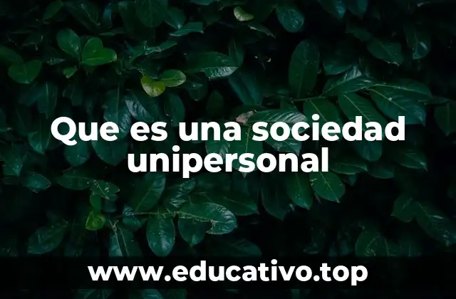 Que es una sociedad unipersonal