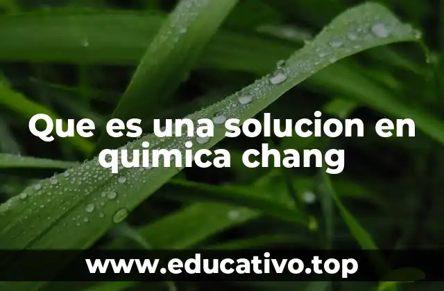 Que es una solucion en quimica chang
