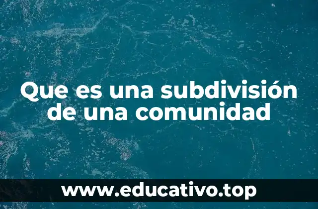 Que es una subdivisión de una comunidad
