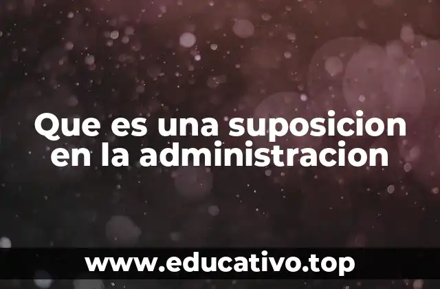 Que es una suposicion en la administracion