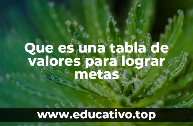 Que es una tabla de valores para lograr metas