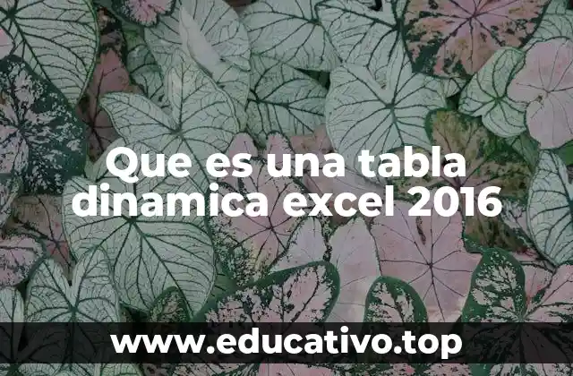 Que es una tabla dinamica excel 2016