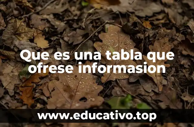 Que es una tabla que ofrese informasion