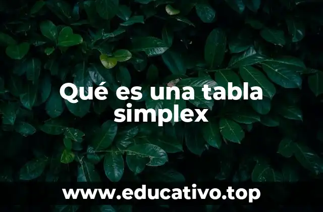 Qué es una tabla simplex