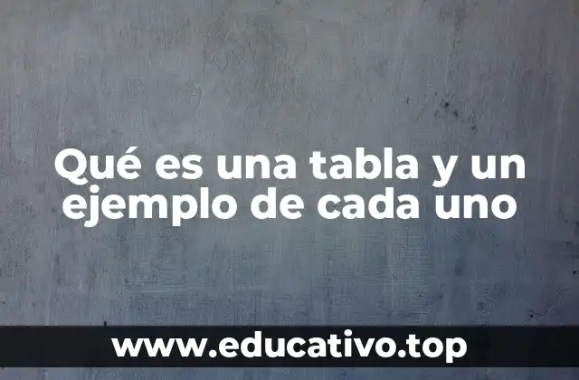 Qué es una tabla y un ejemplo de cada uno