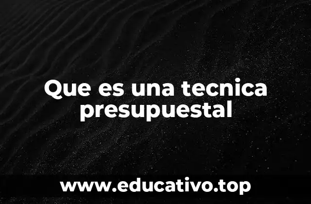 Que es una tecnica presupuestal