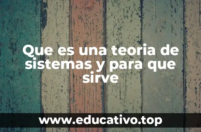 Que es una teoria de sistemas y para que sirve
