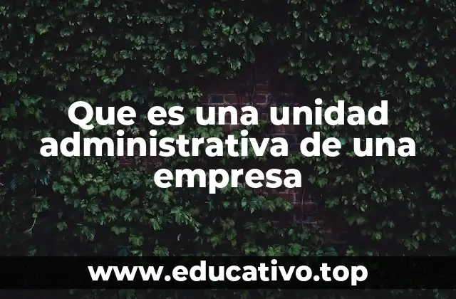 Que es una unidad administrativa de una empresa