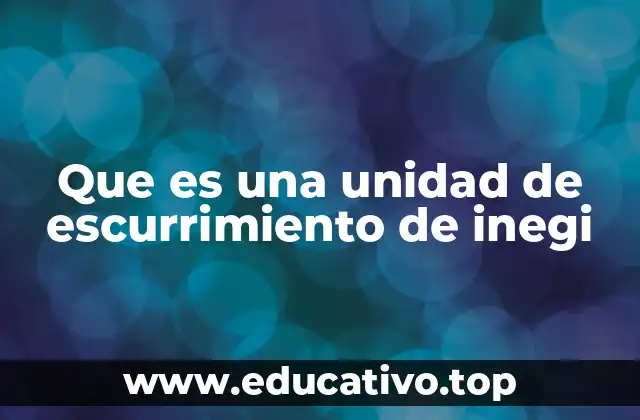 Que es una unidad de escurrimiento de inegi