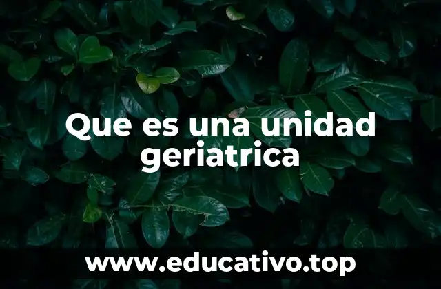 Que es una unidad geriatrica